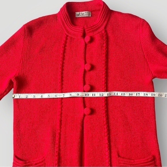 Manos Andinas Baby Alpaca Red Cardigan Sweater Soft Mock Neck Pockets M - Picture 11 of 13